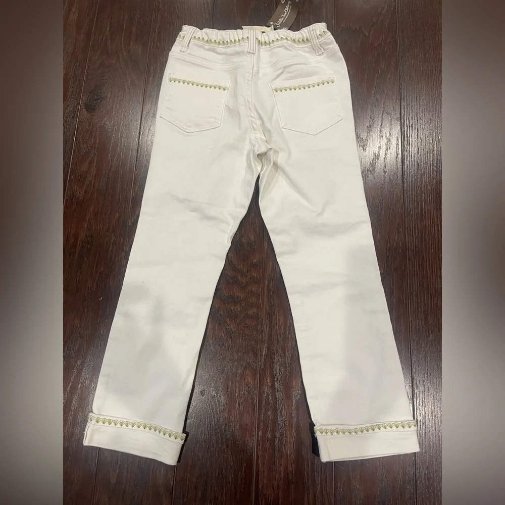 Matilda Jane Enchanted Garden Logan Crop Straight  White Jeans Girl Size 12 NEW